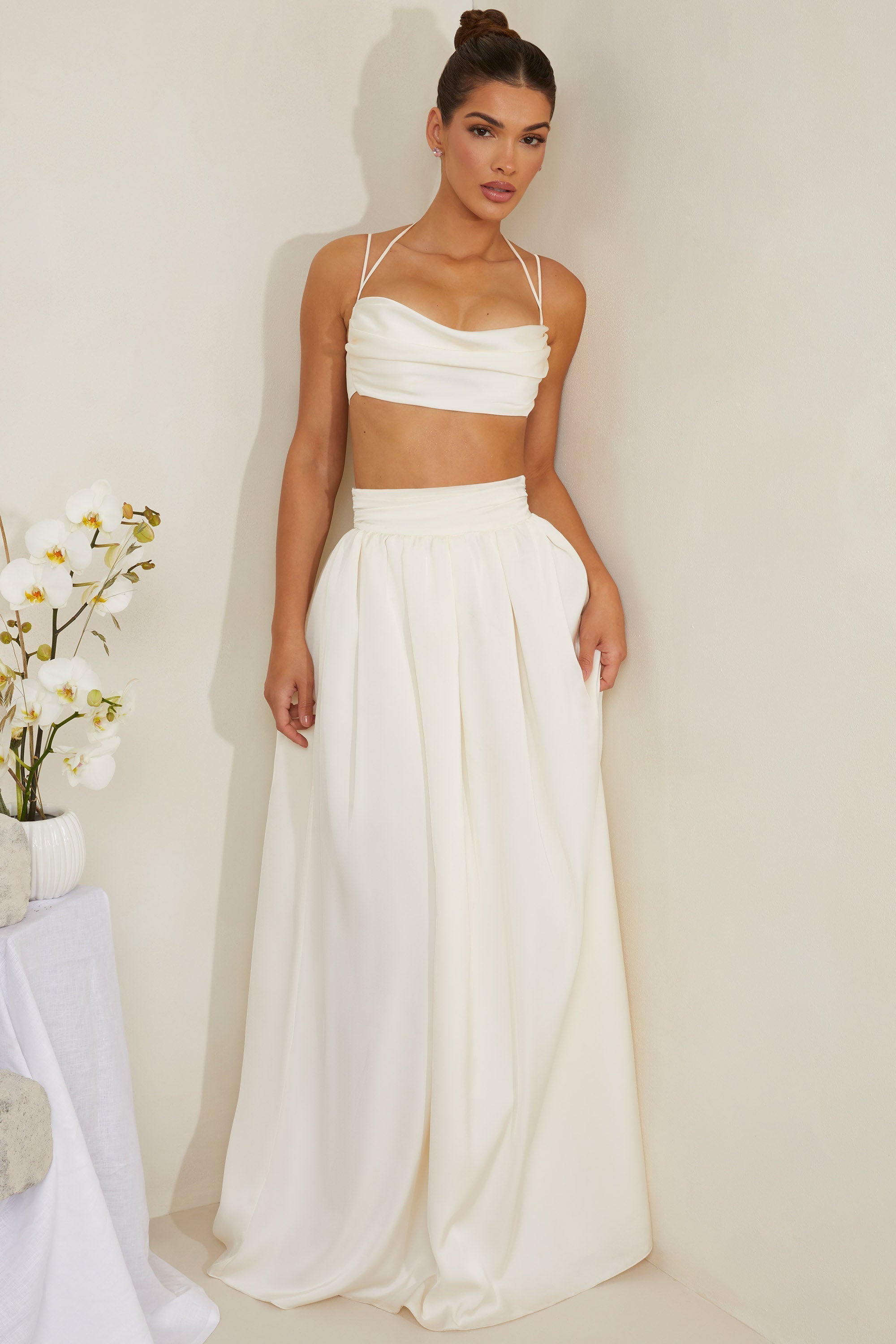 Satin maxi skirt and crop top new arrivals