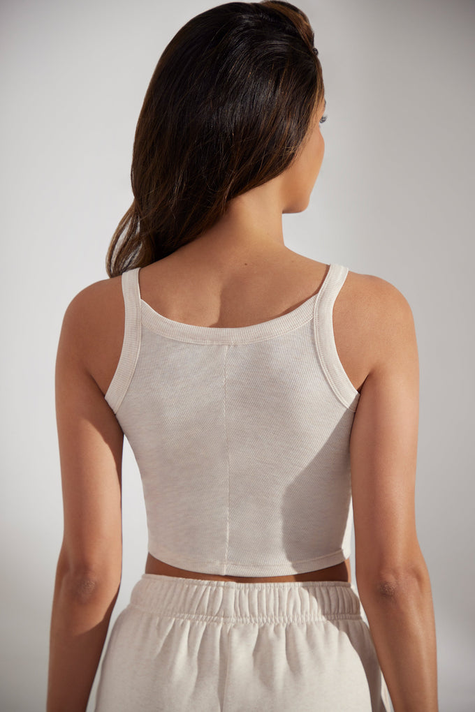 Soft Rib Tank Top in Heather Oat