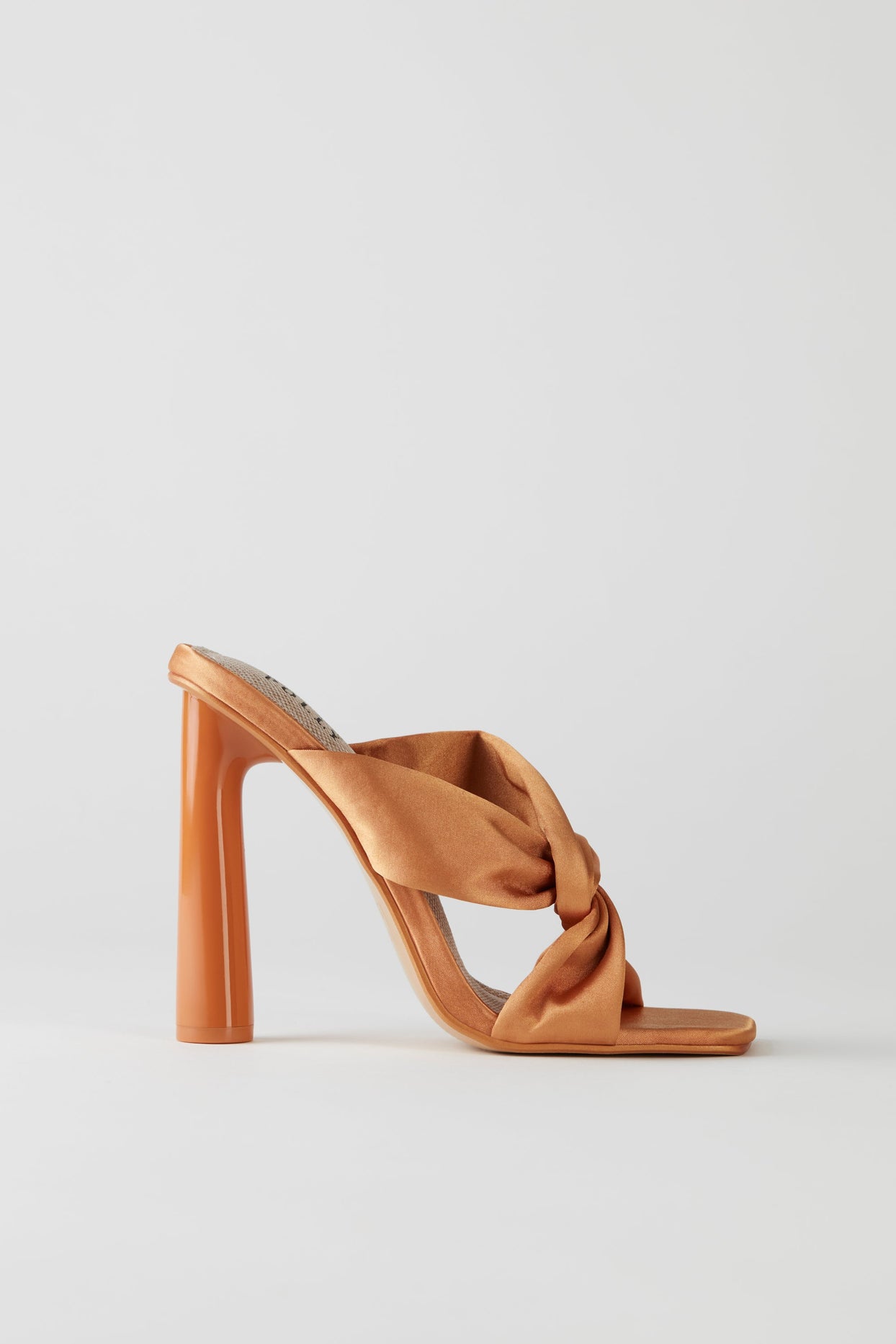 Satin Mule Heels in Copper