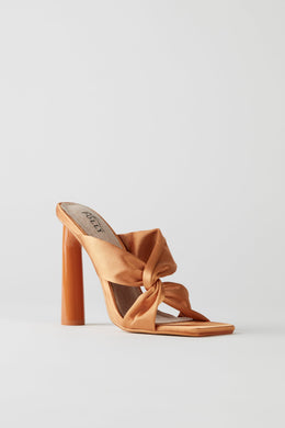 Satin Mule Heels in Copper